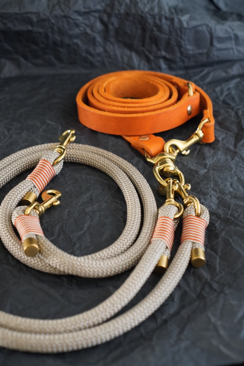 Crossbody Koppelleine FRIDA & SU aus Tau und Leder